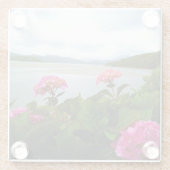 Roze bloemen glas onderzetter (Achterkant)