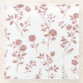 Roze Bloemen Glazen Onderzetter (Voorkant)
