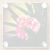 Roze bloemen glazen onderzetter (Achterkant)