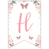 Roze Bloemen Glitter Butterfly Verjaardag Banner (Tweede vlag)