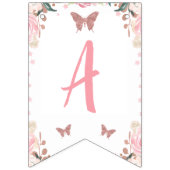 Roze Bloemen Glitter Butterfly Verjaardag Banner (Derde vlag)