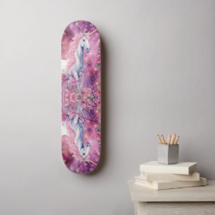 Roze Bloemen Glitter Eenhoorn Regenboog Kleuren Me Persoonlijk Skateboard
