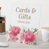 Roze bloemen Glitter Kaarten Hartelijk dank Reclamebord Met Voetstuk (Insitu)