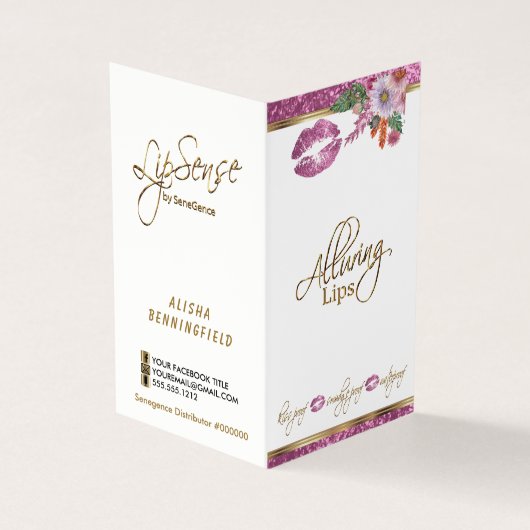  Roze Bloemen Glitter Lip Prijs en Service Visitekaartje