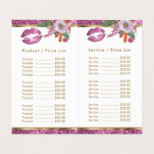  Roze Bloemen Glitter Lip Prijs en Service Visitekaartje