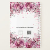 Roze bloemen glitter naam wit elegant planner (Achterkant)