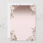 Roze Bloemen Glitter Vlinders Jurk Quinceañera Kaart (Achterkant)