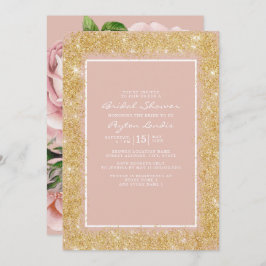  Roze Bloemen Glitter Vrijgezellenfeest Kaart