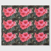 Roze Bloemen Glossy Wrapping Papier (Vlak)