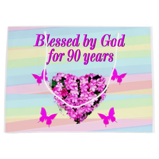 ROZE BLOEMEN GOD LIEFHEBBENDE 90E VERJAARDAG CADEA GROOT CADEAUZAKJE (Voorkant)