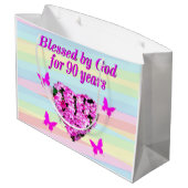 ROZE BLOEMEN GOD LIEFHEBBENDE 90E VERJAARDAG CADEA GROOT CADEAUZAKJE (Achterkant Gekanteld)