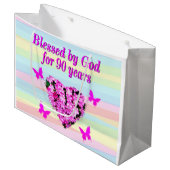 ROZE BLOEMEN GOD LIEFHEBBENDE 90E VERJAARDAG CADEA GROOT CADEAUZAKJE (Voorkant Gekanteld)