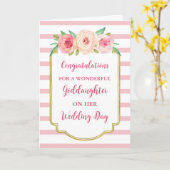 Roze Bloemen Goddochter Bruiloft Gefeliciteerd Kaart (Gele Bloem)