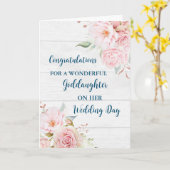 Roze Bloemen Goddochter Bruiloft Gefeliciteerd Kaart (Gele Bloem)