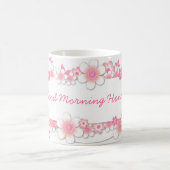 Roze bloemen, Goedemorgen honing Koffiemok (Center)