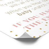 Roze bloemen Gold Zeg geen Baby shower game-teken Poster (Hoek)