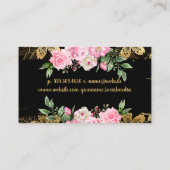 Roze bloemen | Golden Floral Pattern Visitekaartje (Achterkant)