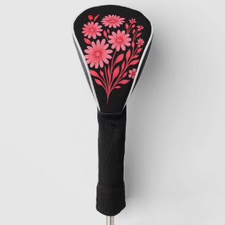 Roze bloemen golfclubhoes golfheadcover