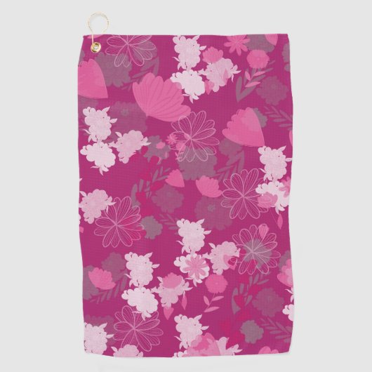 roze bloemen golfhanddoek (Voorkant)