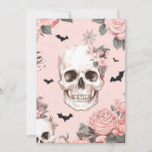 Roze Bloemen Gotische Halloween Party Kaart (Achterkant)