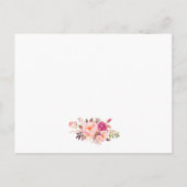 Roze Bloemen Goud Bruiloft Details Invoegen Kaart (Achterkant)