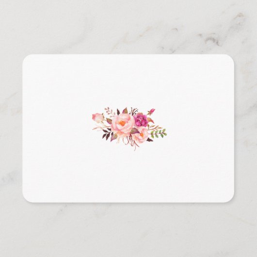 Roze Bloemen Goud Bruiloft Details Invoegen Kaart (Achterkant)