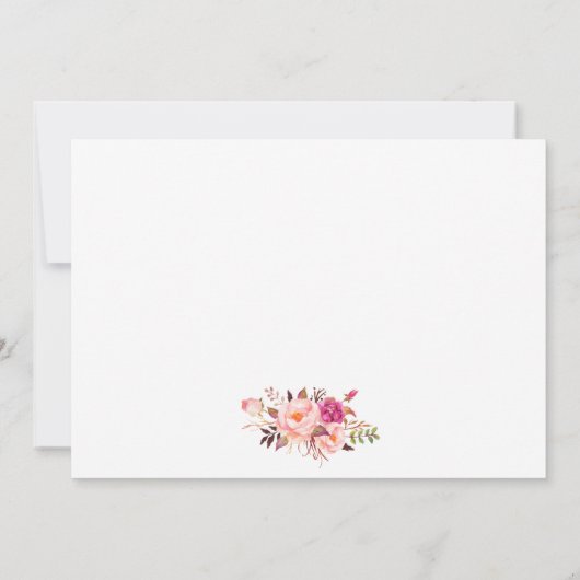 Roze Bloemen Goud Bruiloft Foto Dank u Kaart (Achterkant)