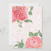 Roze Bloemen Goud Confetti Waterverf Vrijgezellenf Kaart (Achterkant)