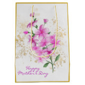 Roze Bloemen Goud Details | Happy Moederdag Medium Cadeauzakje (Achterkant)