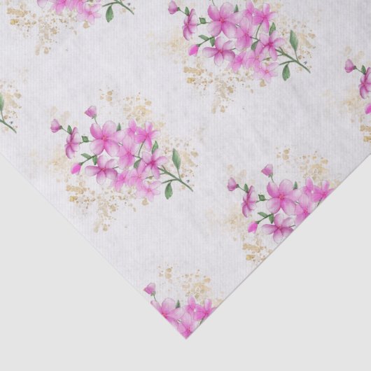 Roze Bloemen Goud Details | Happy Moederdag Tissuepapier (Detail)