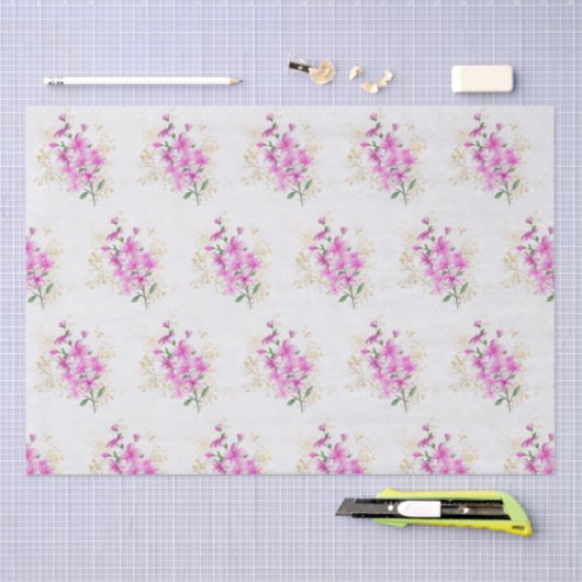 Roze Bloemen Goud Details | Happy Moederdag Tissuepapier (Craft)