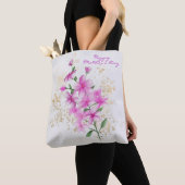 Roze Bloemen Goud Details | Happy Moederdag Tote Bag (Dichtbij)