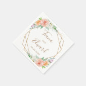 Roze Bloemen Goud Geometrische Waterverf Bruiloft Servet (Hoek)