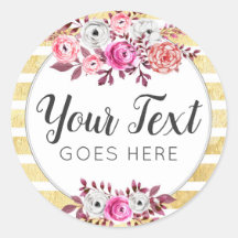 Roze Bloemen & Goud Glam Waterverf Moderne Streep