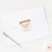 Roze Bloemen Goud Glitter Verjaardagsfeestgunsten Vierkante Sticker (Envelop)