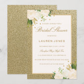  Roze Bloemen Goud Glitter Vrijgezellenfeest Kaart (Voorkant / Achterkant)