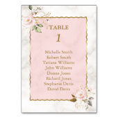 Roze Bloemen Goud Lijst Dopen Zitkaart Kaart (Voorkant)