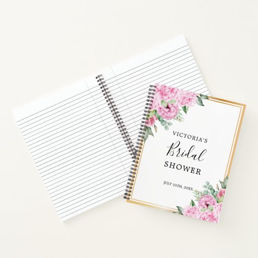 Roze Bloemen Goud Lijst Vrijgezellenfeest Geschenk Notitieboek (Binnen)