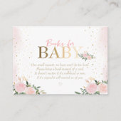 Roze Bloemen Goud Meisje Baby shower Boeken voor B Informatiekaartje (Voorkant)