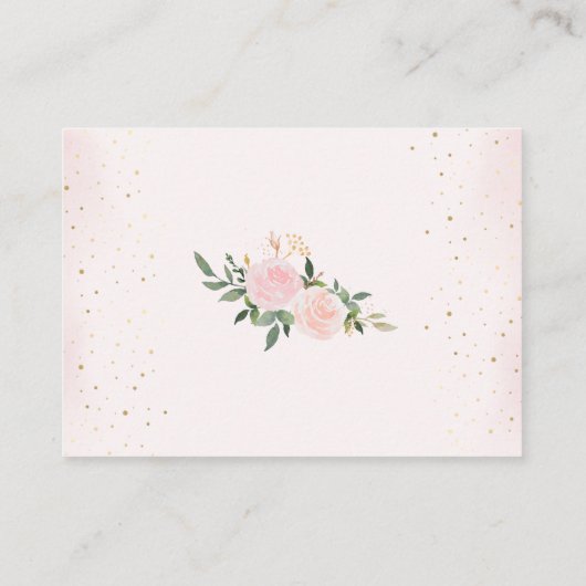 Roze Bloemen Goud Meisje Baby shower Luier Raffle Informatiekaartje (Achterkant)
