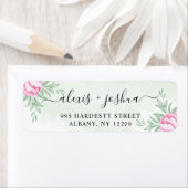 Roze bloemen Goud Modern Weddenschap Etiket (Insitu)