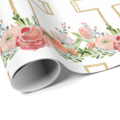 Roze Bloemen Goud Religieus Kruis Pasen Cadeaupapier (Rol Hoek)