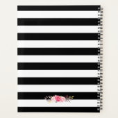 Roze Bloemen Goud Zwart Witte Strepen Huwelijk Planner (Achterkant)