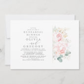 Roze Bloemen Gouden Bladeren Elegant repetitie din Kaart (Voorkant)