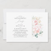 Roze Bloemen Gouden Bladeren Elegante Verloving Fe Kaart (Voorkant)