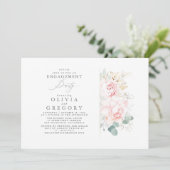 Roze Bloemen Gouden Bladeren Elegante Verloving Fe Kaart (Staand voorkant)