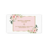 Roze bloemen gouden Eerste Heilige Communie Etiket (Voorkant)