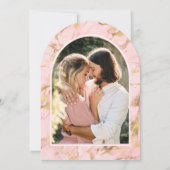 Roze Bloemen Gouden Eiffeltoren Boog Vrijgezellenf Kaart (Achterkant)