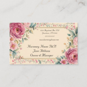Roze Bloemen Gouden Frame B&B Visitekaartje