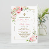 Roze Bloemen Gouden Glitter Lijst Widmung Kaart (Staand voorkant)